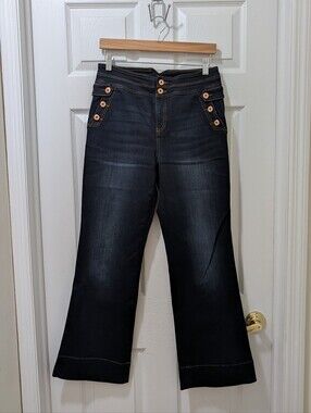 INC International Concepts Dark Wash Jeans with Copper Buttons